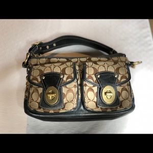 Coach monogrammed tan purse